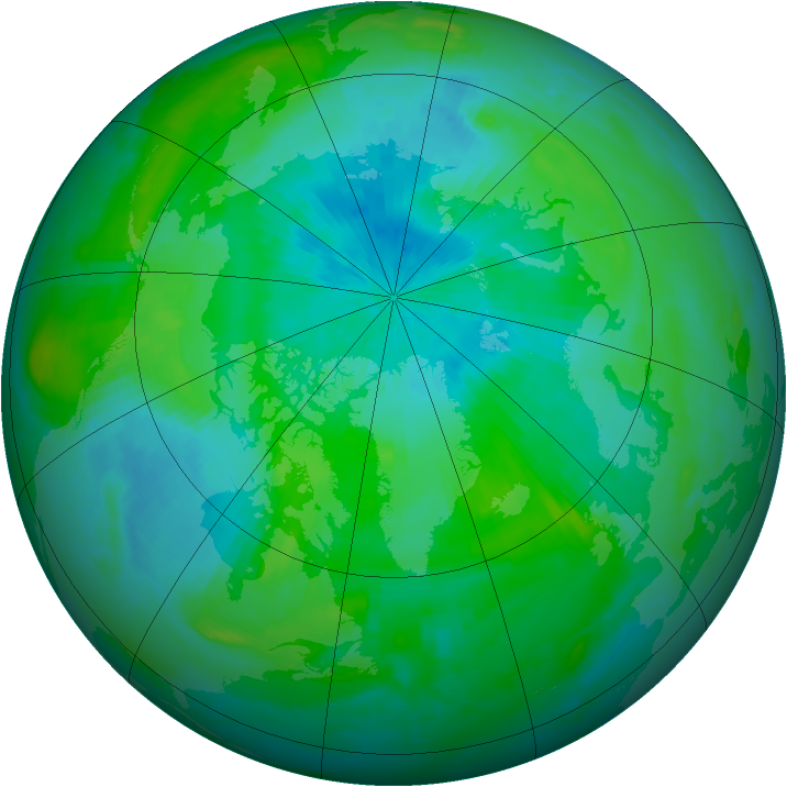 Arctic ozone map for 29 August 1999
